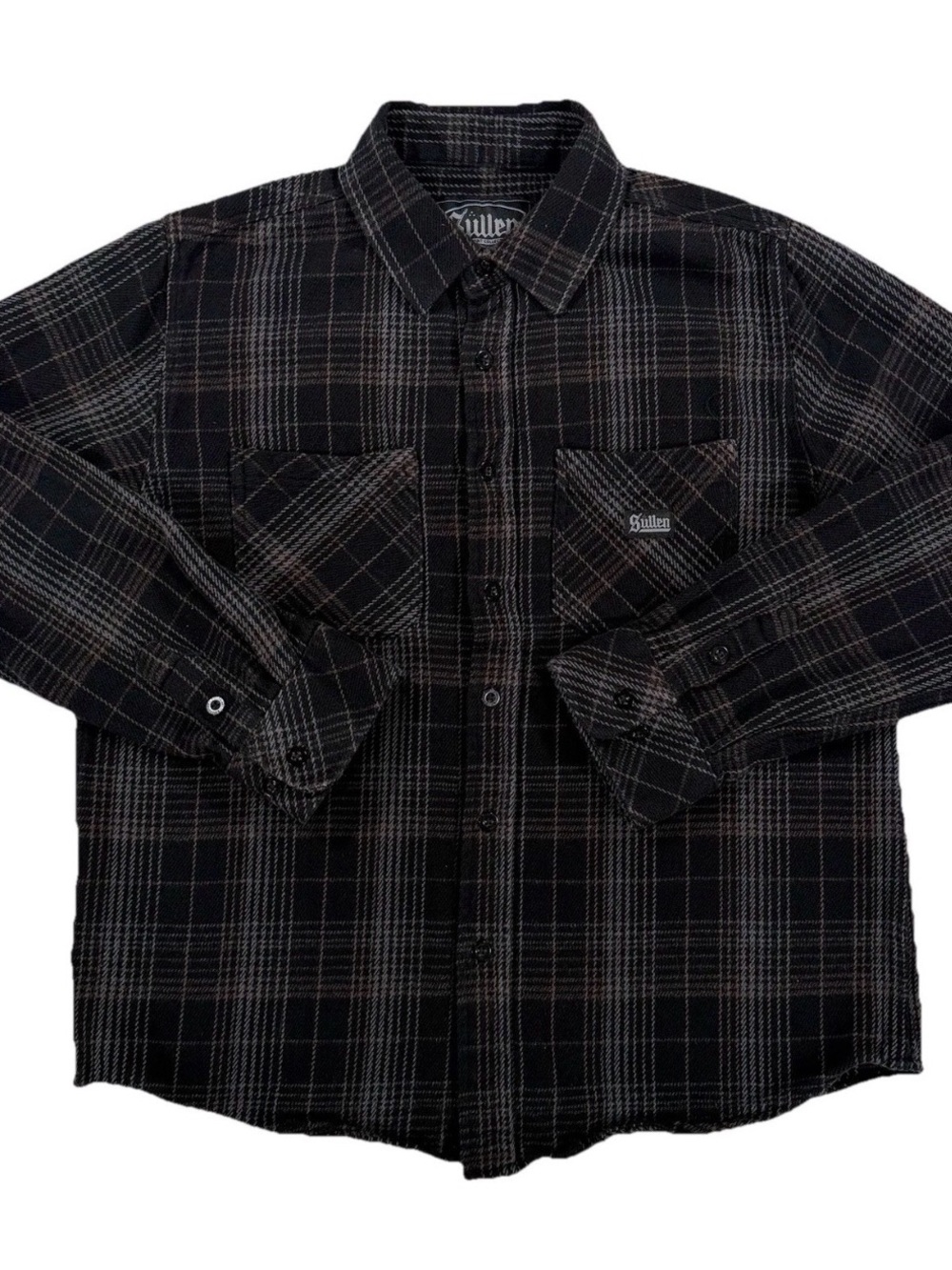 Sullen Art Collective Men S Plaid Flannel Button Up Shirt Black Grey Cotton